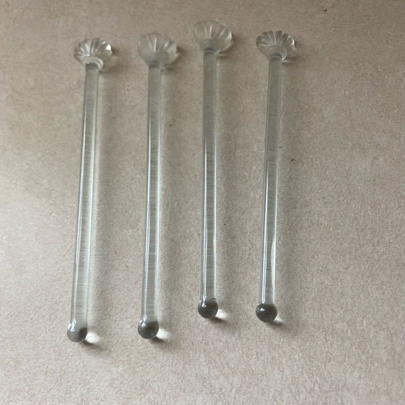 Vintage Glass Stir Sticks Set of 4 , - Picture 1 of 5